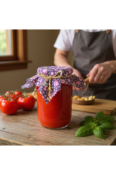 AdaEsintisi 10 Pieces of Crispy Flower Jar Lid Cover and Beaded Binding String