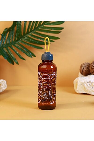 rexa زجاجة مياه مزخرفة بغطاء بلاستيكي أصفر