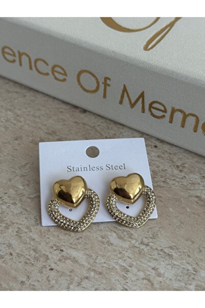 LUXSTONE Heart Zircon Stone Gold Earrings