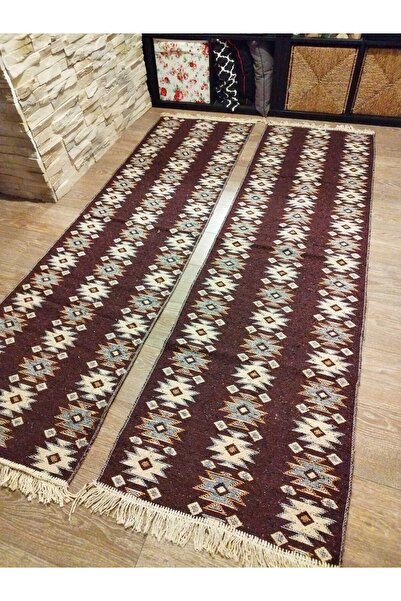 OEM 1+1 Traditional Rugs, 60 x 150 cm, brown and cream, model Rustic