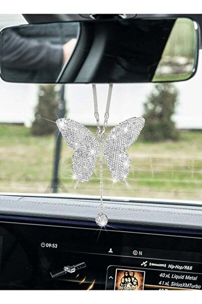 Bukela Car Hanging Ornament, Butterfly Diamond, for Women, White