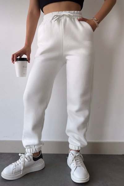 kuru Pantaloni de trening unisex cu croială lejeră, cu detaliu la talie și talie elastică.