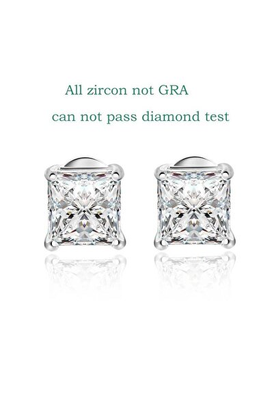 Choice 0.6CT and 0.6CT all zircon not GRA TY Princess Cut 0.4-5CT Moissanite S925 Silver Stud Earrings For