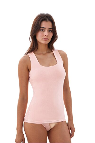 QKK Women's Square Neck Strap Cotton Lycra Combed Cotton 2-Piece Undershirt Q6K0K1T4Ka