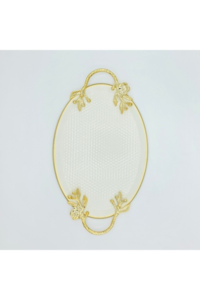 Lavin Cream Metal Tattooed Oval Presentation Tray