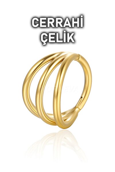 MORNEVA Cerrahi Çelik Tek Delikte Üçlü Görünüm Halka Helix Daith Septum Piercingi (1 Adet)