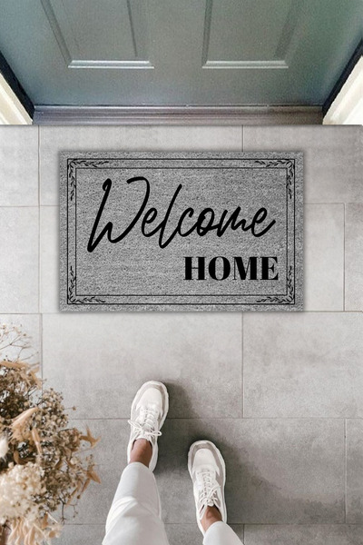 Dormot Dekoratif Dijital Paspas Kişiye Özel Tasarım Gri Kapı Önü Paspası 70x45cm