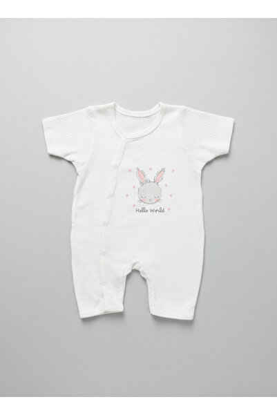 Tuğba Kuğu Jacquard Romper Bodysuit - for Baby - Pink Eared Rabbit