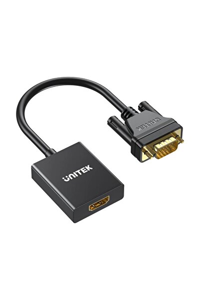 Unitek محول VGA إلى HDMI بدقة 1080 بكسل وتردد 60 هرتز، 15 سم، أسود | V1112ABK