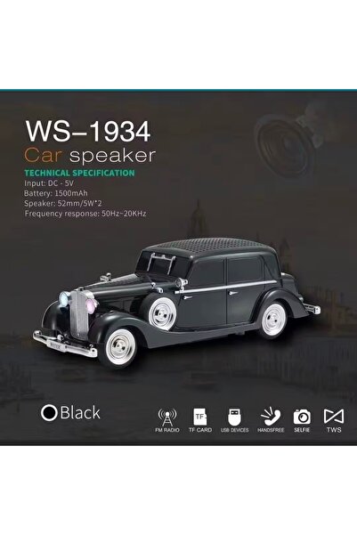 ErginGroup Ws1934 Klasik Araba Şarjlı Bluetooth Hoparlör Ses Speaker Müzik Ça...