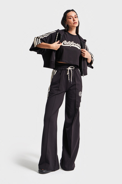 its basic Γυναικείο Μαύρο Μπεζ Χρώμα s5-1 Πλεκτό Υφασμάτινο Φούτερ Φούτερ Oversize Μπλουζάκι με φερμουάρ Φλις Σετ 3 τεμαχίων Συνδυασμός