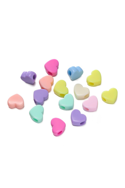 Choice1 Heart 30pcs Acrylic Mixed Color Large Hole Beads Heart Star Shaped Sp...