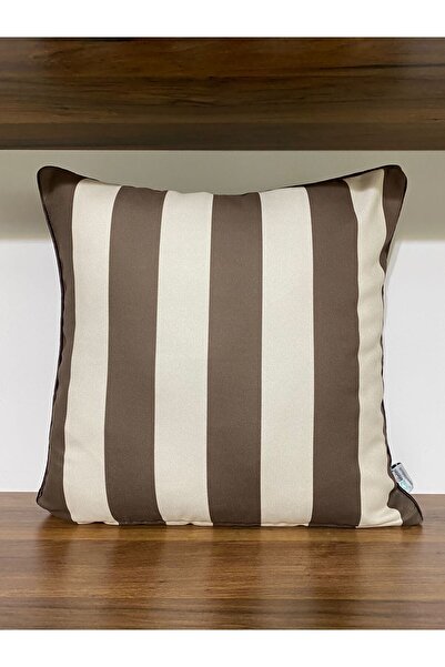 KIRLENTİM E41F Coffee Cream Striped Double-Sided Patterned Throw Pillow Cover