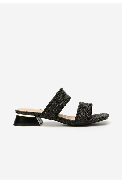 B T Shoes Černé pantofle na podpatku Cindi V2