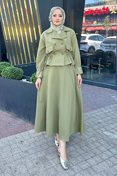 Ovn. Set de fuste cu detaliu de buzunar - verde ulei