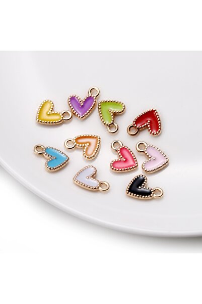Choice Mixed Color 30Pcs/Lot 9*10mm Small Colorful Alloy Heart Charms Cute Lo...
