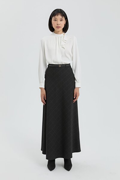 Nihan Kemerli Kloş Etek Siyah