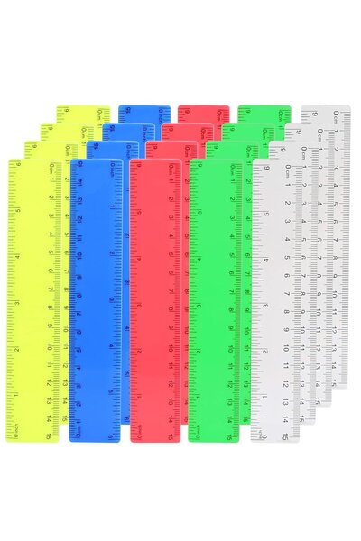 FASBET Set of 20 rulers, plastic, multicolor, 15 cm