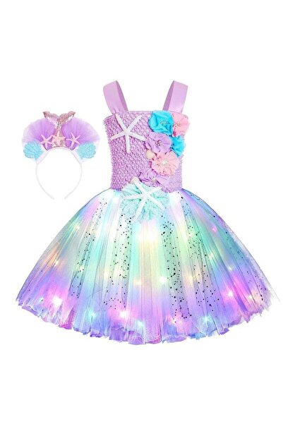 Arabest Girl Mermaid Dress, Princess Dress with LED Lights, Dress up Gift, Bi...
