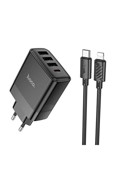 Ally HOCO C127A PD45W(1C3A) Hızlı Şarj Aleti + Type-C to iPhone Lightning Kablo Seti SIYAH