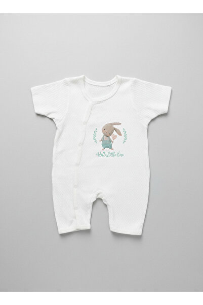 Tuğba Kuğu Jacquard Romper Bodysuit - for Baby - Rabbit with Overalls