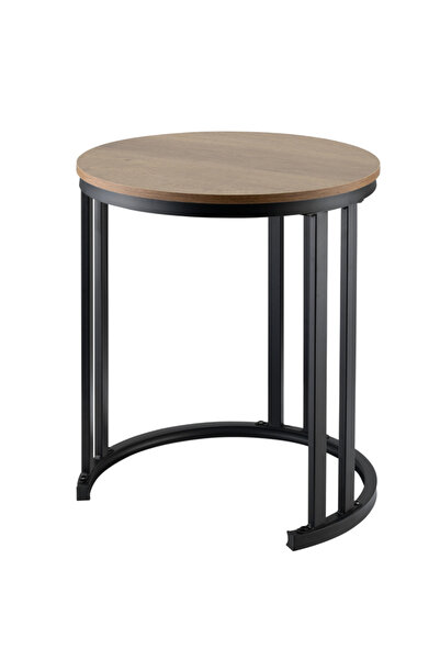 Lawazim Nesting Coffee Table Set of 3 - Round Brown Wood Top Side Tables for Living Room