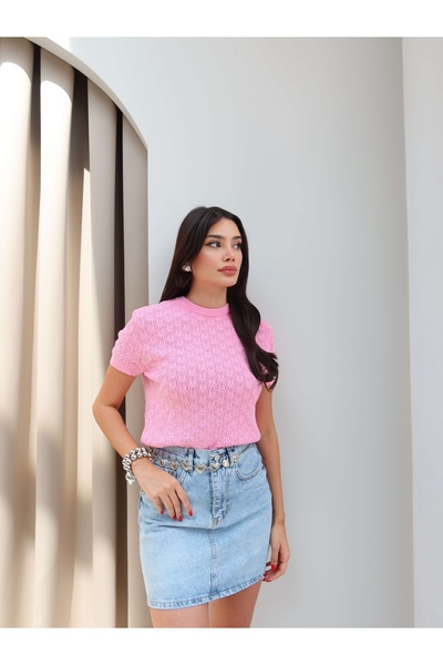 ESRAHELVACI Short Sleeve Lace Sweater