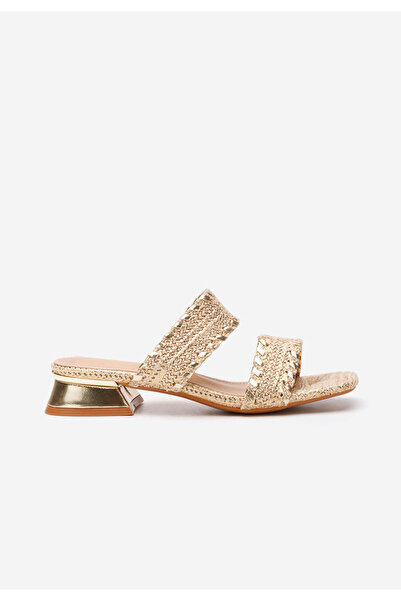 B T Shoes Mule με τακούνι Cindi V2 χρυσο