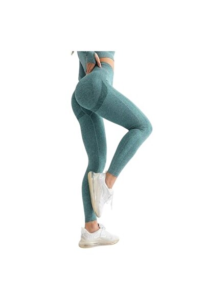 Mixbo - Colanți lungi de fitness sculptanți cu talie înaltă, push-up, verzi, XL