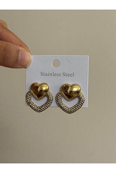 LUXSTONE Heart Zircon Stone Gold Earrings