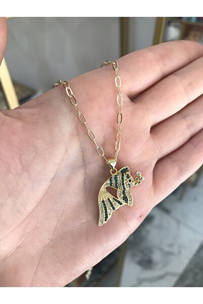 the ASEL İNCİ قلادة على شكل سمكة مزينة بحجر ملون