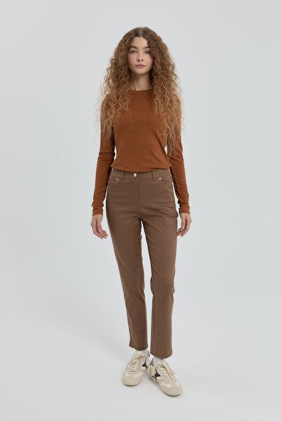 Nihan Dar Paça Pantolon Açık Kahve