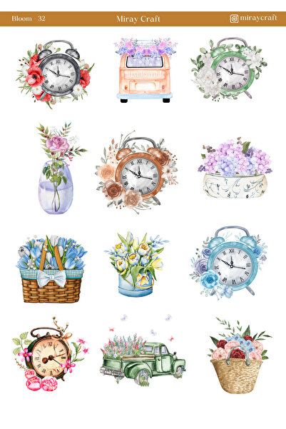 MirayDesign قطعة واحدة من الملصقات ذات الطابع الزهري المتفتح - مقاس 12 × 17 س...