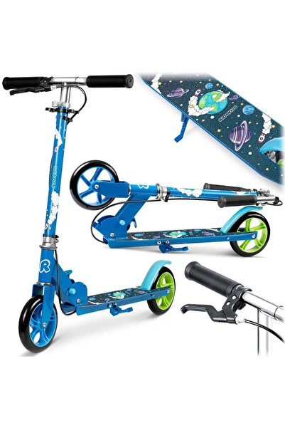 Ricokids Trotineta copii, ghidon din fier, reglabil, 64.5-84.6 cm, roti din cauciuc PU, frana de mana si f...