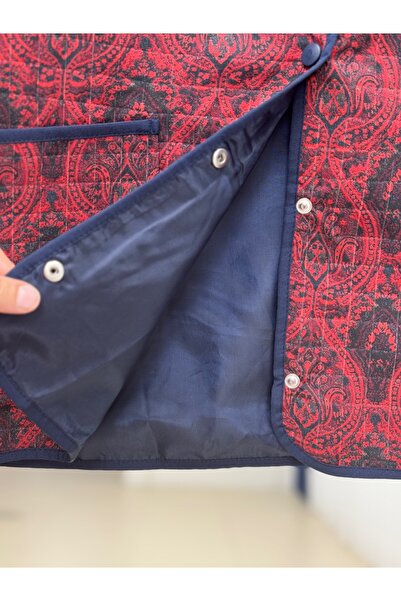 BENAHOLL Μπουφάν με μοτίβο με διπλή τσέπη με κουμπώματα Elique-BN4325 Βουργουνδίας