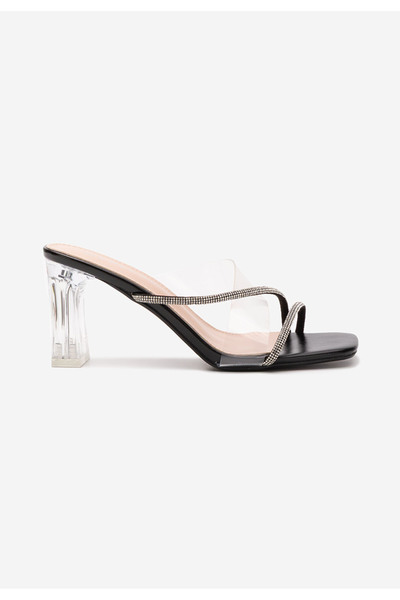 B T Shoes Mule με τακούνι Pery μαύρα
