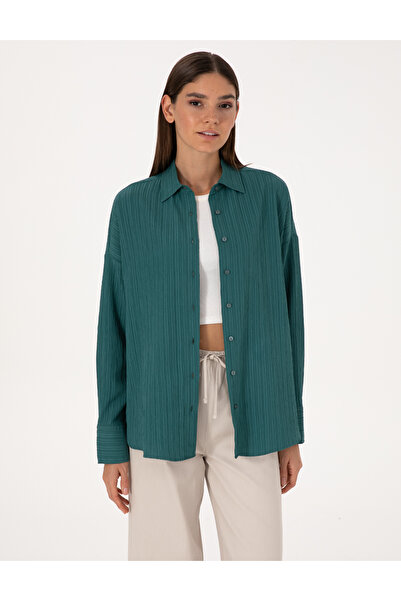 Pierre Cardin Zümrüt Oversize Uzun Kollu Gömlek 50318232-VR055