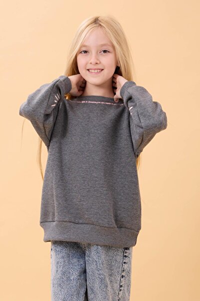 Perendi Детска блуза с принт за момичета, подходяща за велосипед, антрацит