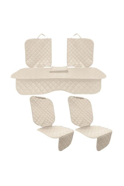 Metru Patrat Set 3 huse scaune auto, matlasate, universale, crem, lavabile, impermeabile