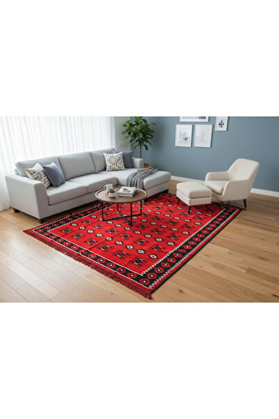 HitDukkan Etnik Motifli Otantik Dekoratif Kilim Desenli Halı (160cmx250cm) M1