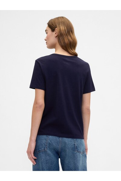 GAP Kadın Lacivert Organik Pamuk VintageSoft Brannan Bear T-Shirt