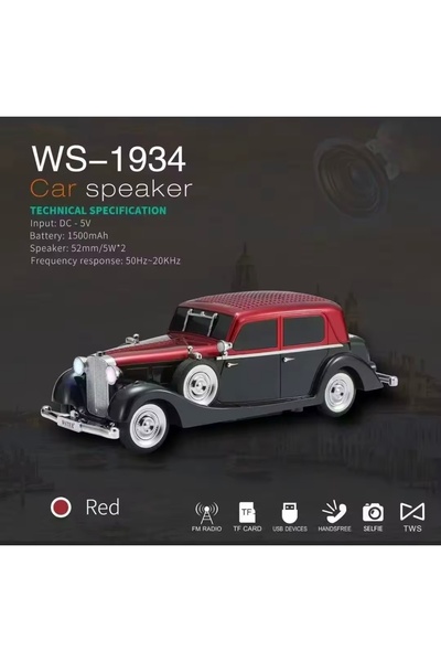 ErginGroup Ws1934 Klasik Araba Şarjlı Bluetooth Hoparlör Ses Speaker Müzik Ça...