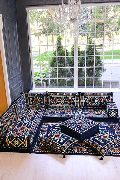 BAKIRÖZÜ HOME Şark Köşesi Takımı Konsepti Lacivert Anadolu Modeli Koltuk Takı...