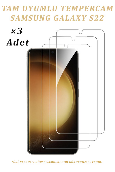 Glazef 3 ADET Samsung Galaxy S22 Uyumlu Temperli Cam Ekran Koruyucu Kırılmaz ...