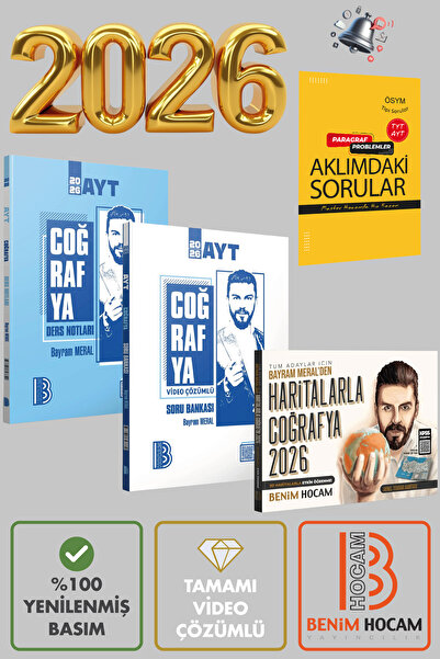 Benim Hocam Yayınları Bayram Meral AYT Coğrafya 3’lü Mega Set Haritalarla Tamamı Çözümlü Soru Bankası Video Ders Notu