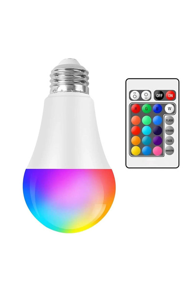 Rabelix Online Marketing 800 Lümen Uzaktan Kumandalı Renk Değiştiren Ampul Rgb 9w Beyaz Dahil 15 Renkli