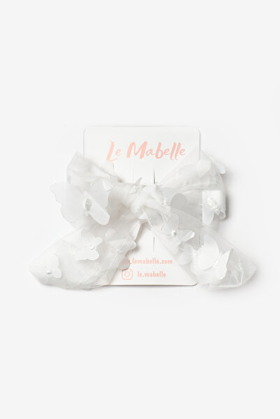 Le Mabelle White Butterfly Applique Girl's Clip Buckle