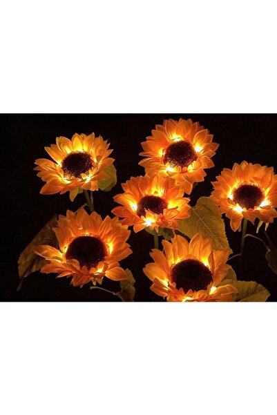 Flippy Sunflower-style LED Solar Lamp with 3 Flowers, Height 70 cm, For Garden,