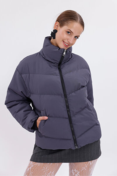 Montland Γυναικείο παλτό με επένδυση από ανθρακί - Όρθιος γιακάς, Αδιάβροχο - Ανθεκτικό στο κρύο