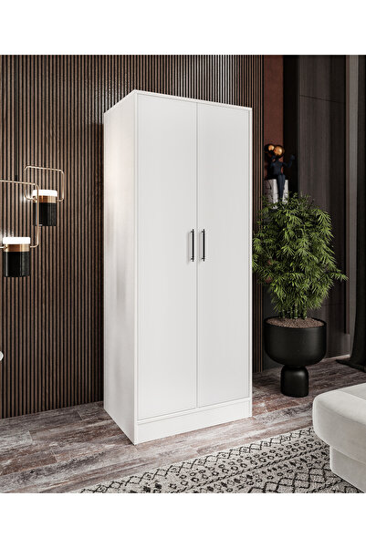 MORİVA HOME %100 MDF 2 Kapaklı 7 Raflı ve 1 Askı Borulu Elbise Dolabı SOFT BE...